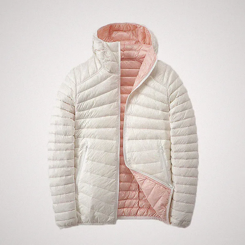 Damen Daunen Mantel mit Kapuze Winterjacke Warm Outwearlinie Leicht Doppelseitig