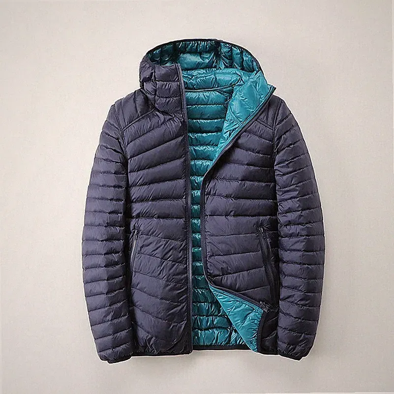 Damen Daunen Mantel mit Kapuze Winterjacke Warm Outwearlinie Leicht Doppelseitig