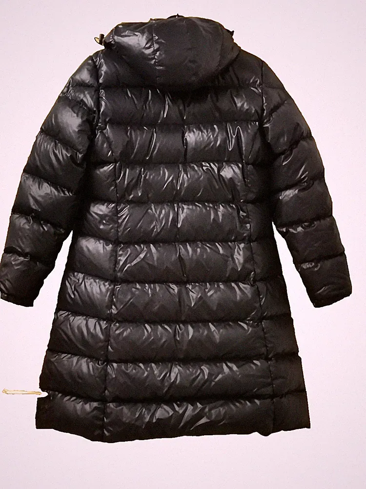 Damen Daunen Mantel Moncler Gr. 5 Schwarz Glanzoptik
