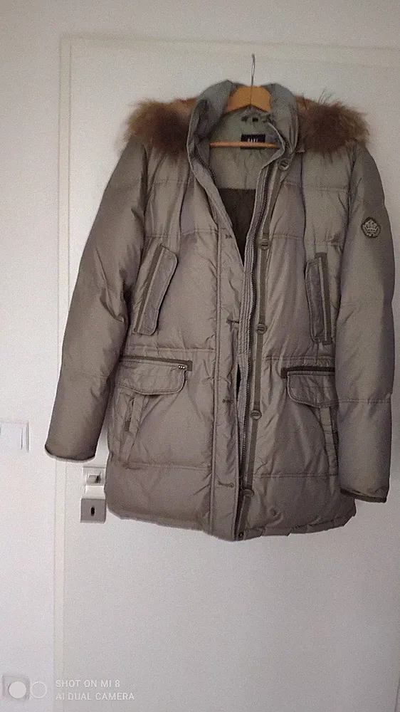Damen Daunen -Parka, Mantel, Jacke, Saki Sweden, GR M oder 40, khaki, Fellkapuze