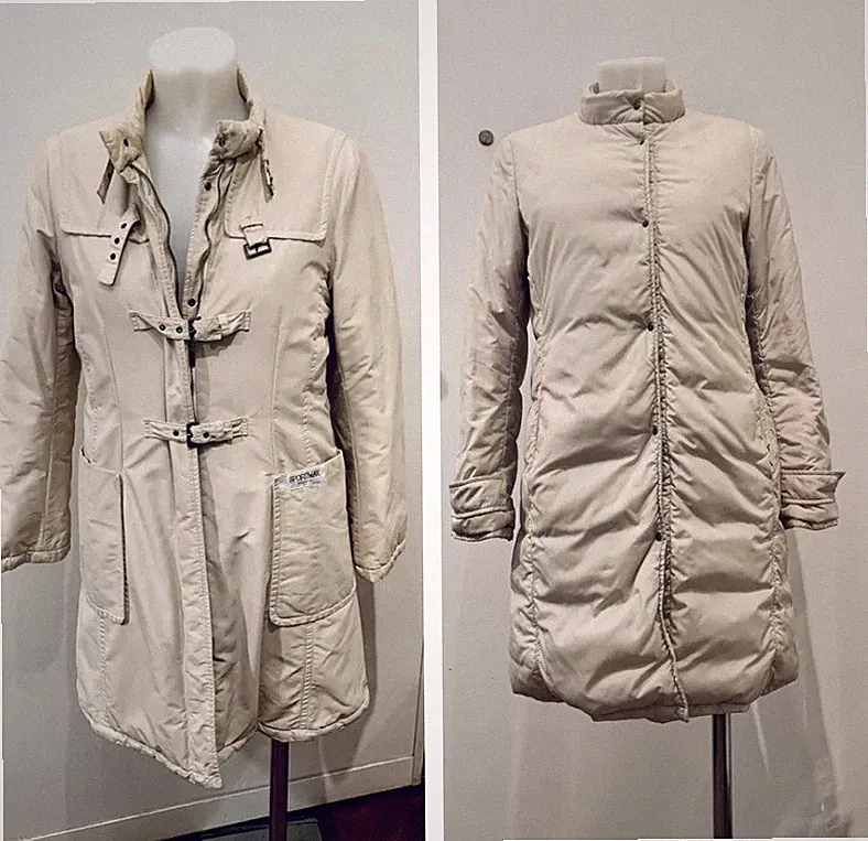 DAMEN DAUNENJACKE LANG, DOUBLE FACE, ORIGINAL "MAX MARA" CREMEWEISS, Gr.42