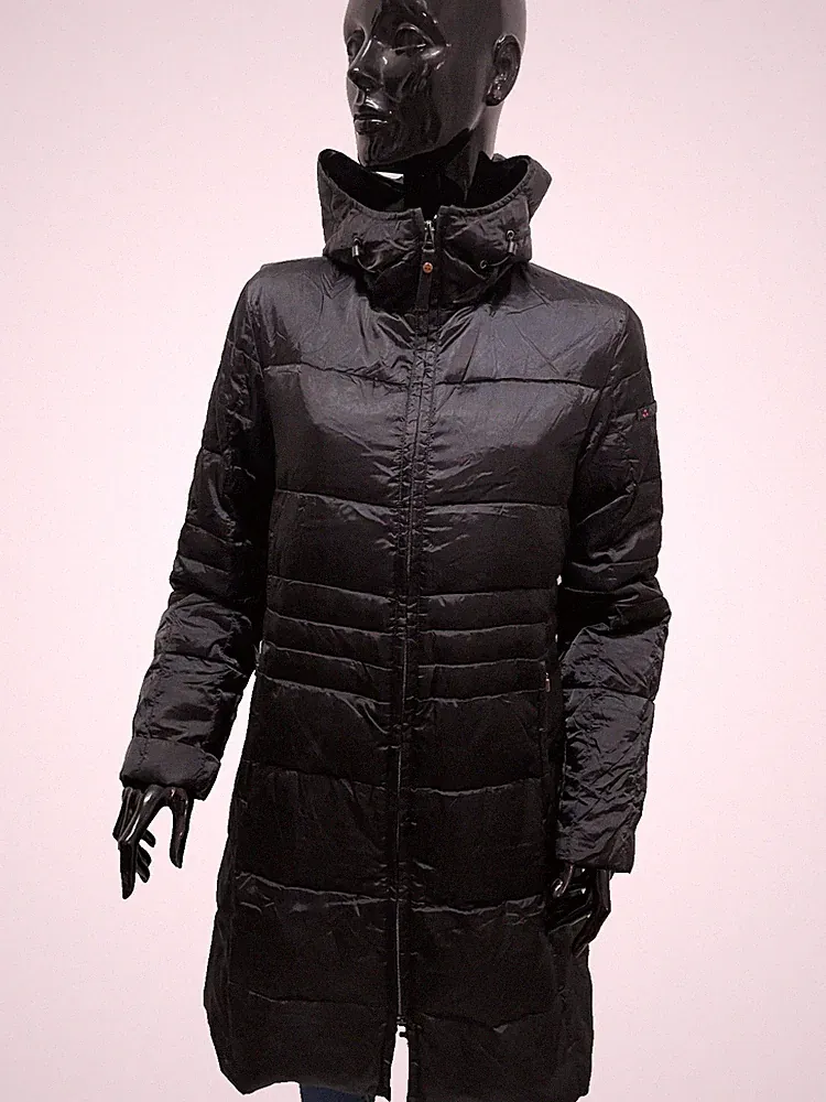 Damen Daunenjacke lang Peuterey schwarz glänzend Größe 44 / M Original Gänsedaunen