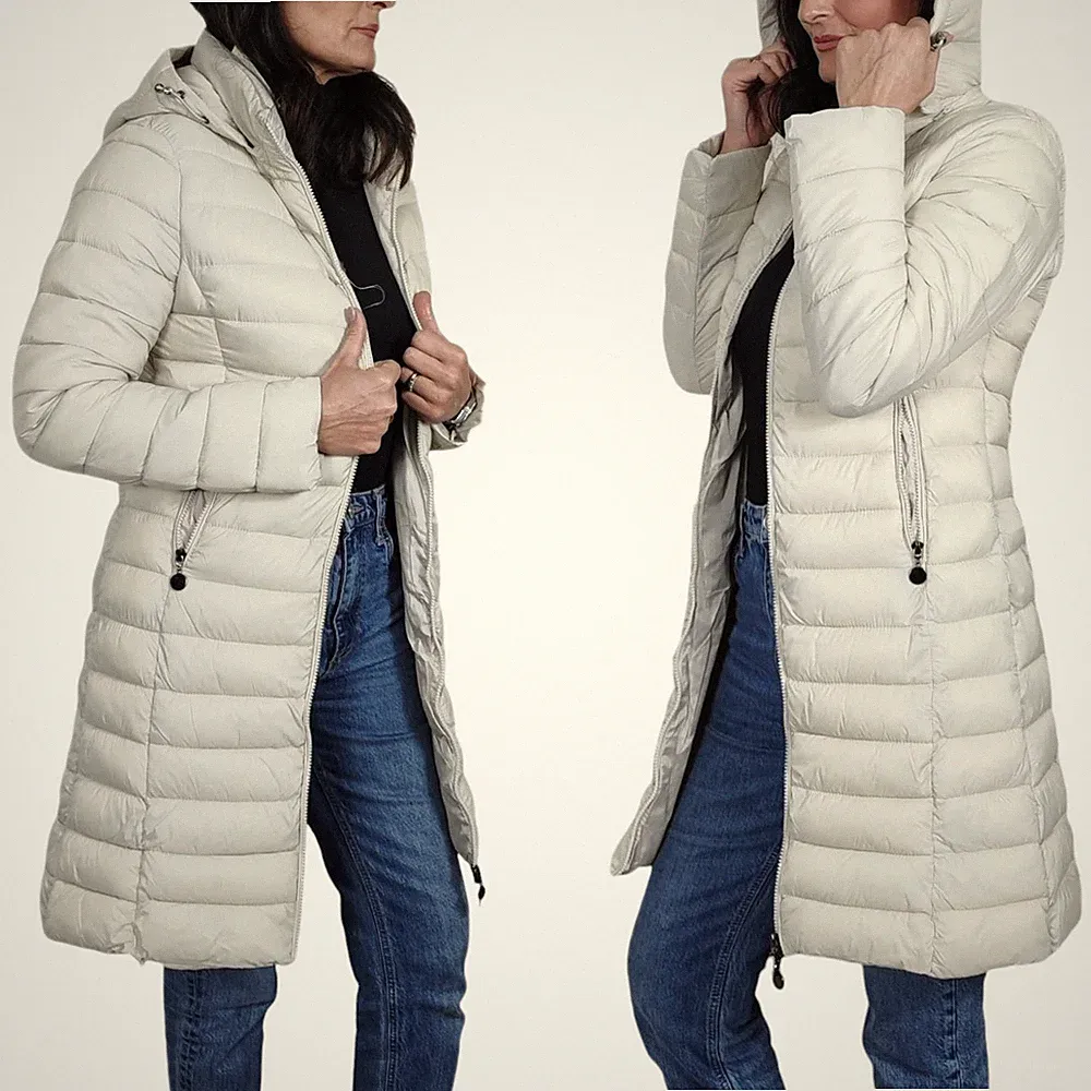 Damen Daunenjacke Lang Winter Kapuze Warme Jacke Winterjacke VEQUE