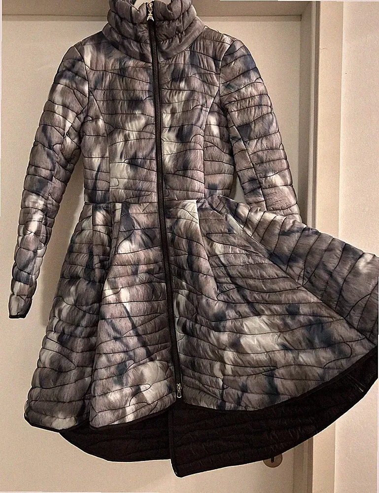 Damen Daunenmantel Patrizia Pepe Gr34 Grau/Grün Tailliert,kaum angezogen