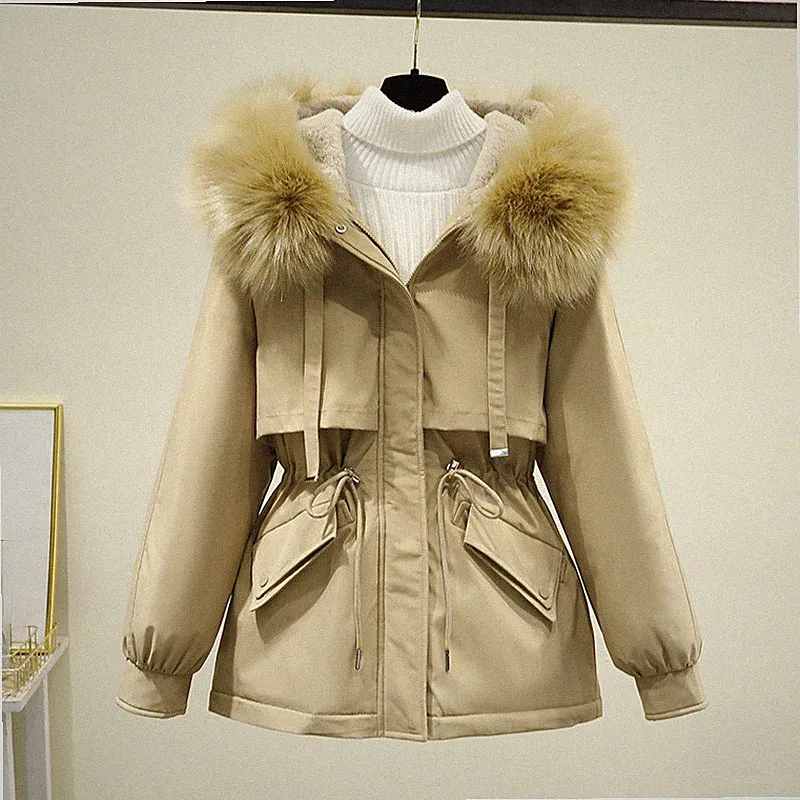 Damen Daunenoptik Parka Mit Kapuze, Fellbesatz, Gepolstert, Fleece-Futter