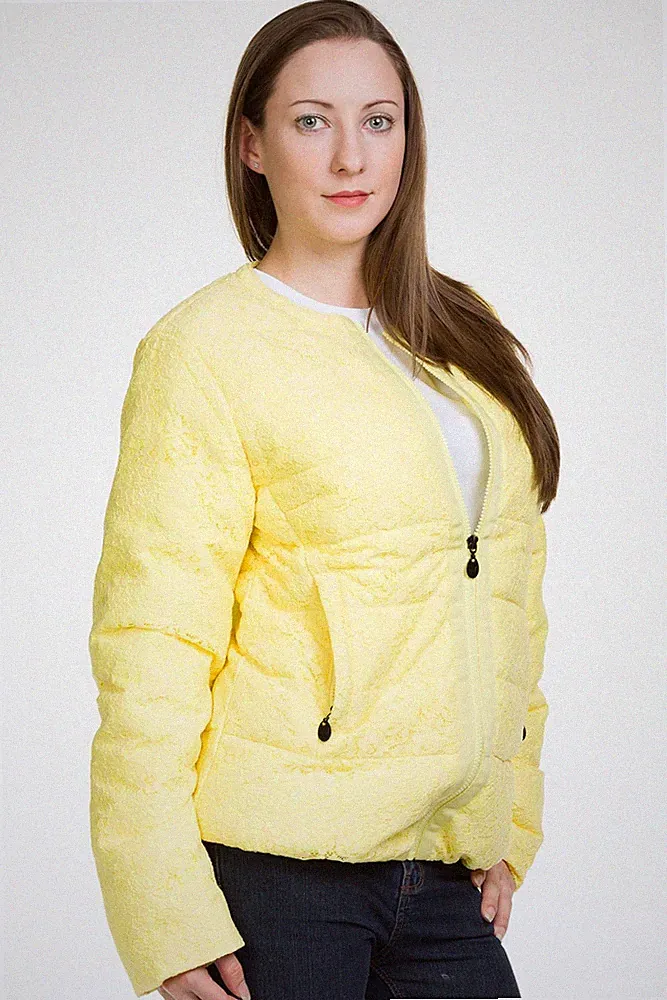 Damen gelb Stepp Puffer Jacke Reißverschluss Fleece gefüttert Winter warm Mantel