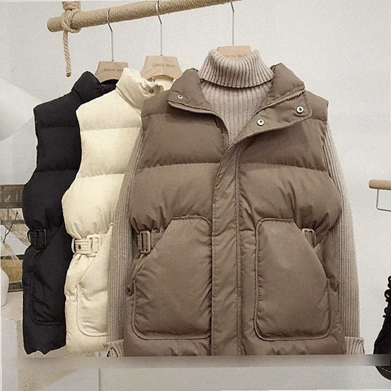 Damen Gepolsterte Baumwolle Daunenweste Weste Ärmellos Winter Warme Jacke Mantel