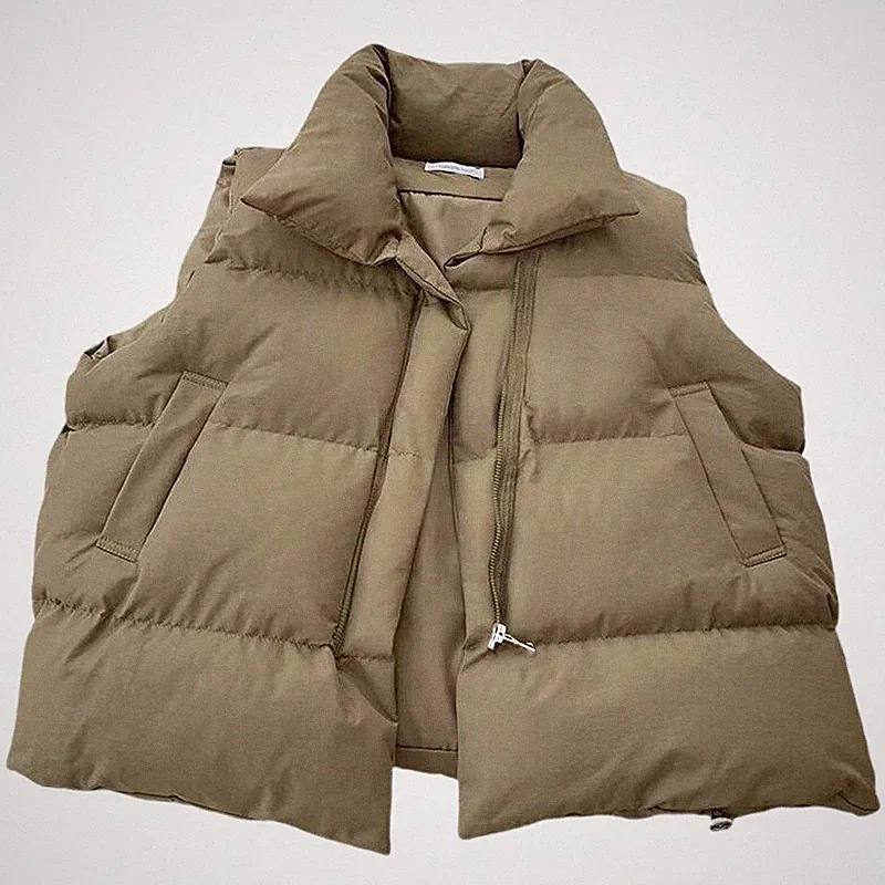 Damen Gilet Weste Ärmellos Gekürzte Puffer Weste Frauen Puffy Outwear Mantel Neu