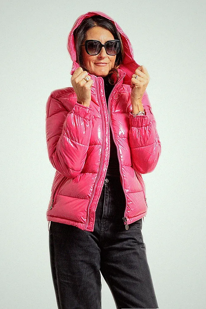 Damen glänzende Daunenjacke Jacke Kapuze Winterjacke warme Jacke VEQUE