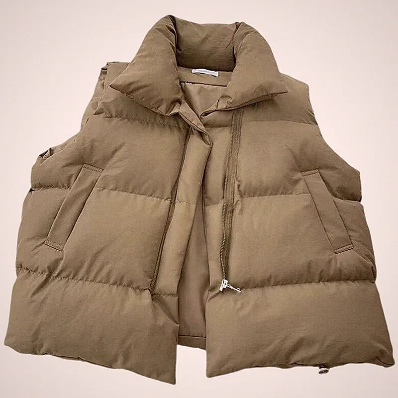 Damen Herbst Stehkragen Unten Mäntel Warme Ärmellose Winter Westen Jacken Casual