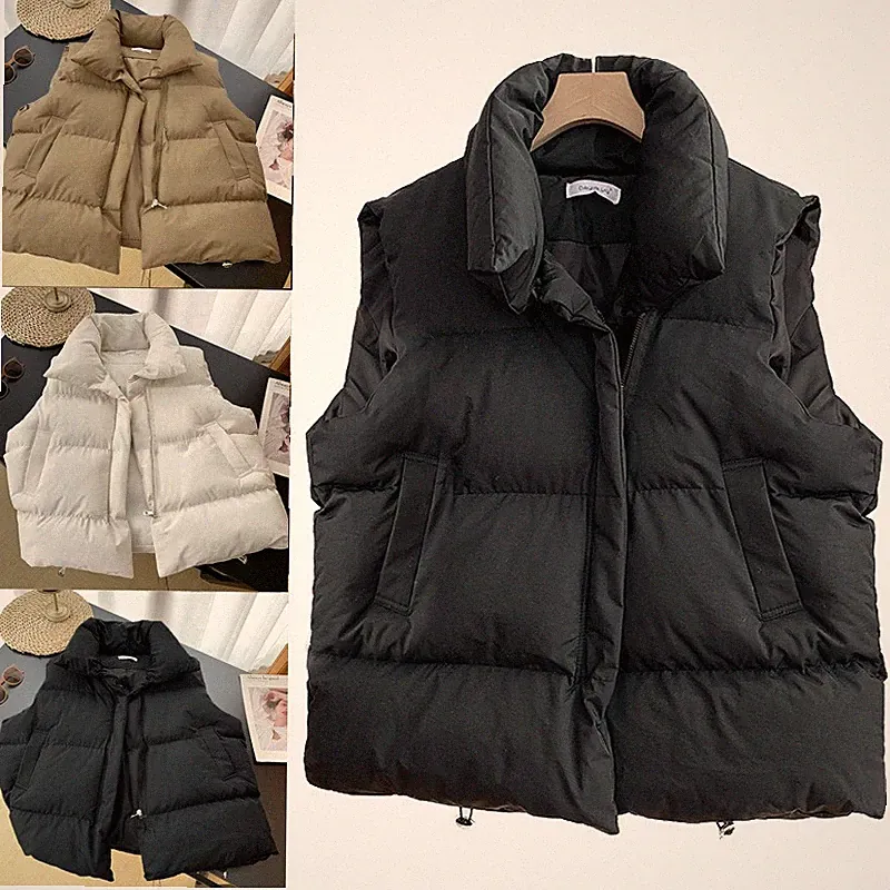 Damen Herbst Stehkragen Unten Mäntel Warme Ärmellose Winter Westen Jacken Casual