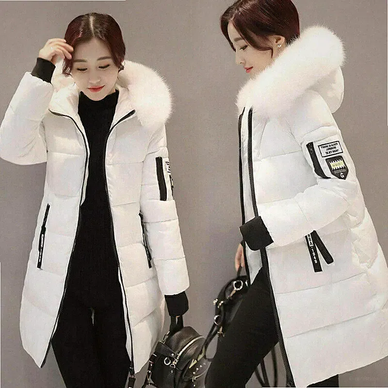 Damen Hooded Parka Warm Jacke Stepp Mantel Steppjacke Langejacke Winter Outdoor