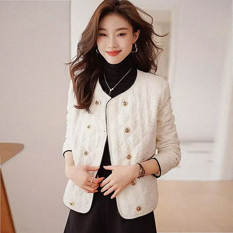 Damen Jacke Daunenjacke kurz elegant leicht Knöpfe weiß beige 21180