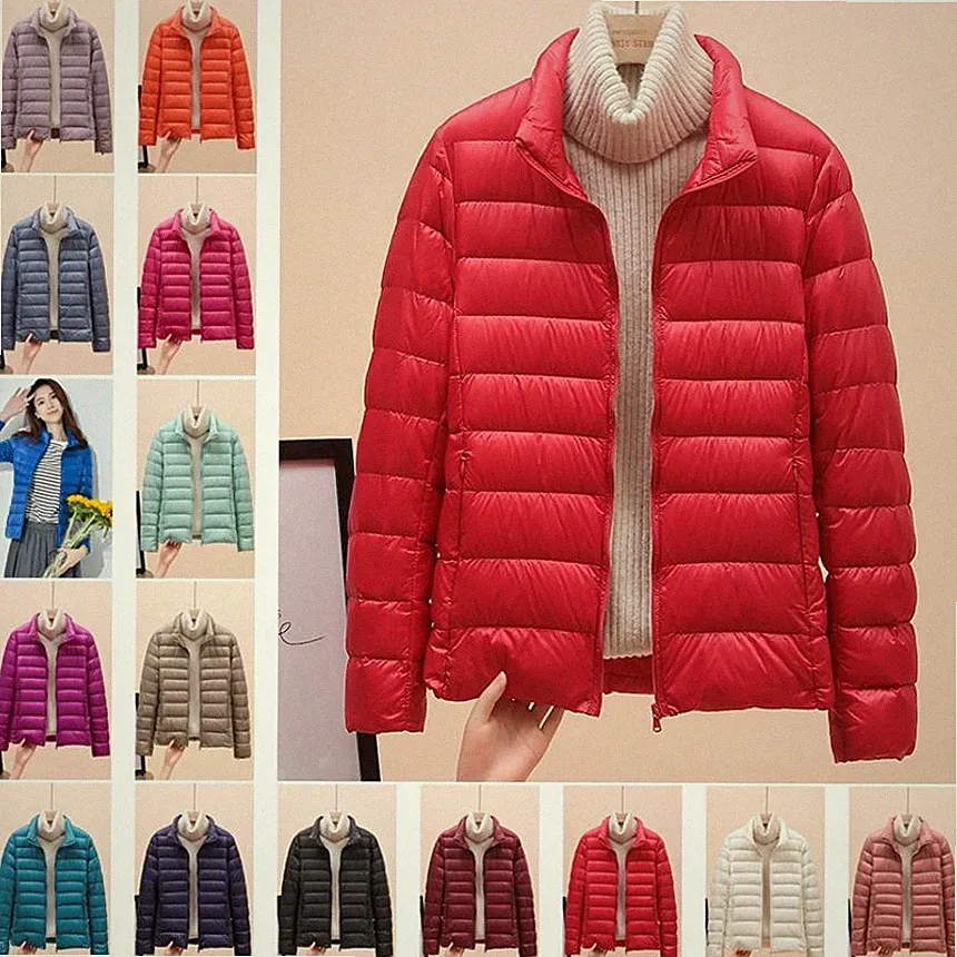 Damen Jacke kurze ultraleichte Pufferjacke Stehkragen Zipper Mäntel Daunen warme