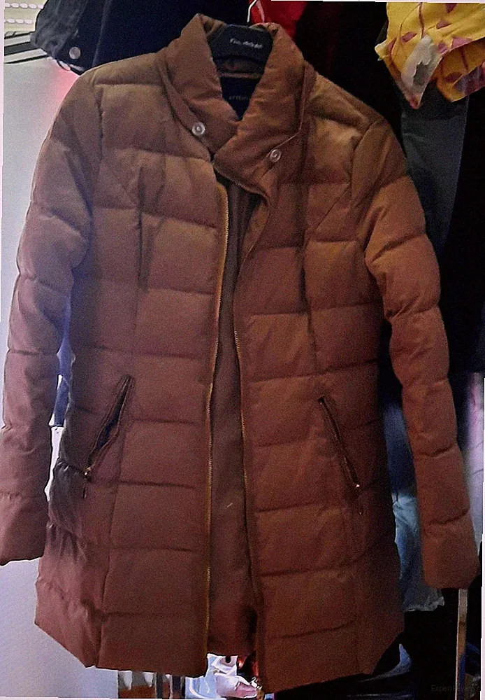 Damen Jacke Kurzmantel 36 S warm oliv taupe gold
