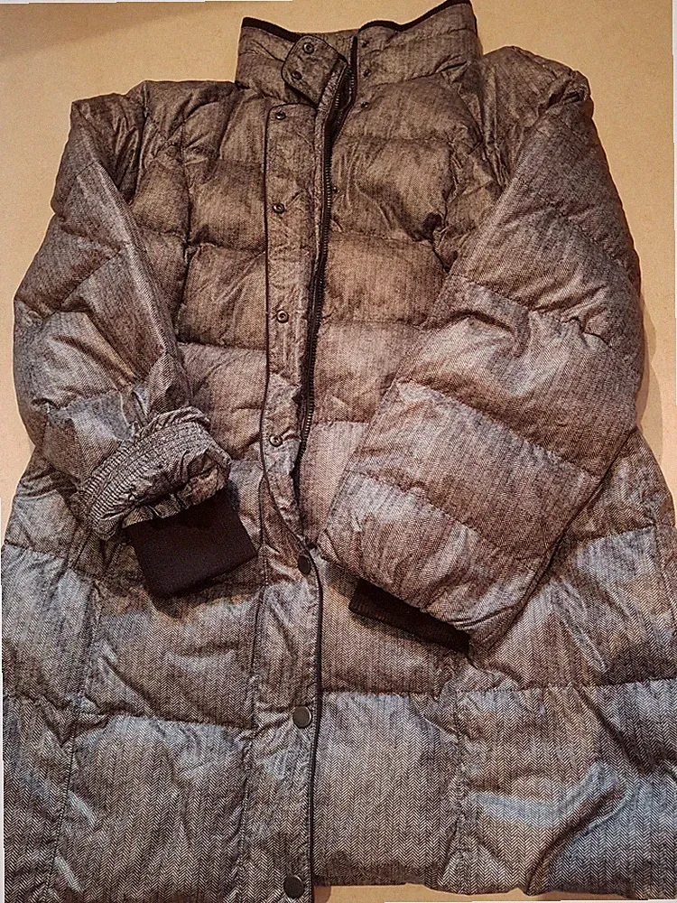 Damen Kurzmantel Daunen, Fuchs Schmitt, Größe L, fast neu, Farbe grau-schwarz