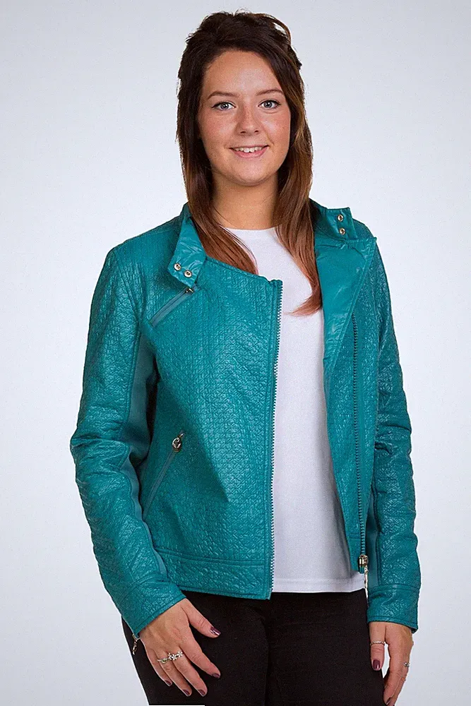 Damen Leichte Biker Jacke PU Leder Reißverschluss Wandern Outdoor Taschen Mantel