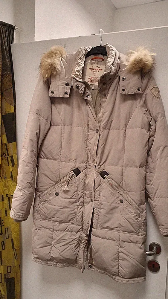 Damen Mantel Gr. 42 Daunen Milestone Parka Echtfell Kapuze