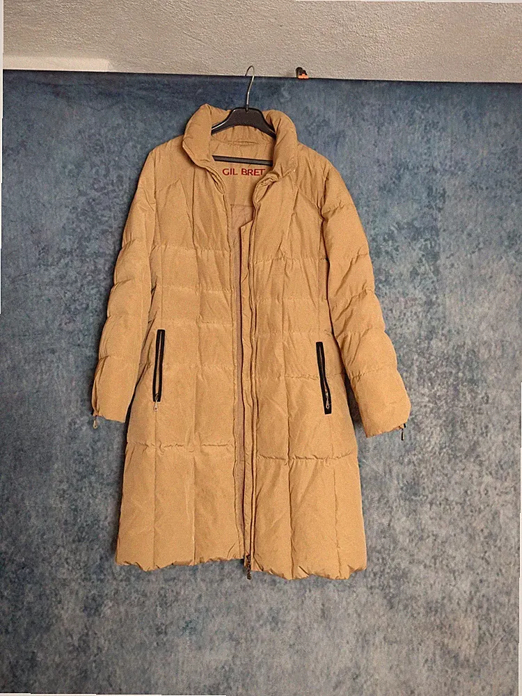 Damen Mantel Jacke 40 L Beige Sand Daunen Lang Winter Gil Bret