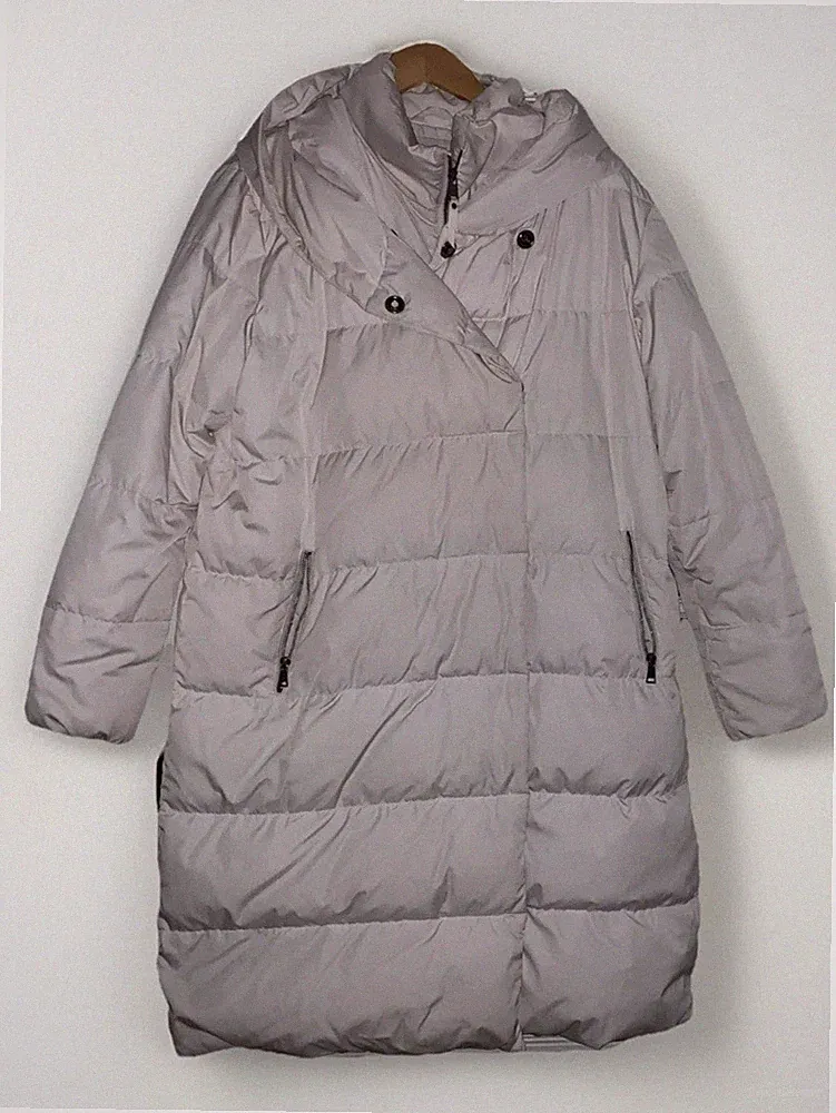 DAMEN MANTEL JACKE DAUNEN BEIGE KAPUTZENJACKE 100 CM GR 42