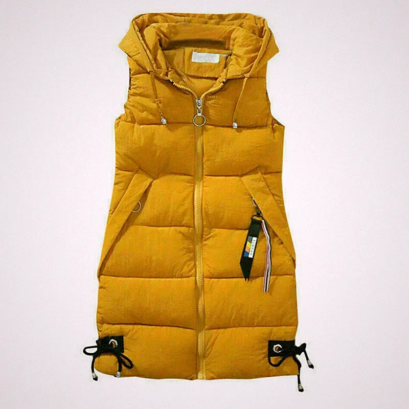 Damen Mid-Lange Daunenjacke Weste Mantel Winterweste Bodywarmer Kapuze Hoodie DE