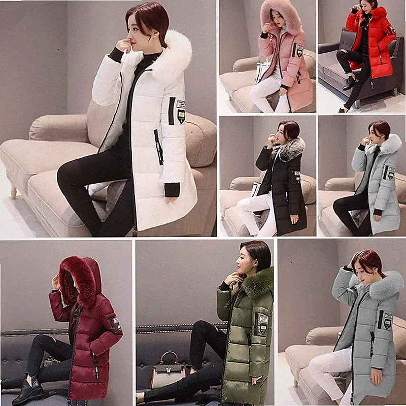 Damen Parka Hoodie Jacket Lang Stepp Mantel Winter Thermo Mantel Windproof