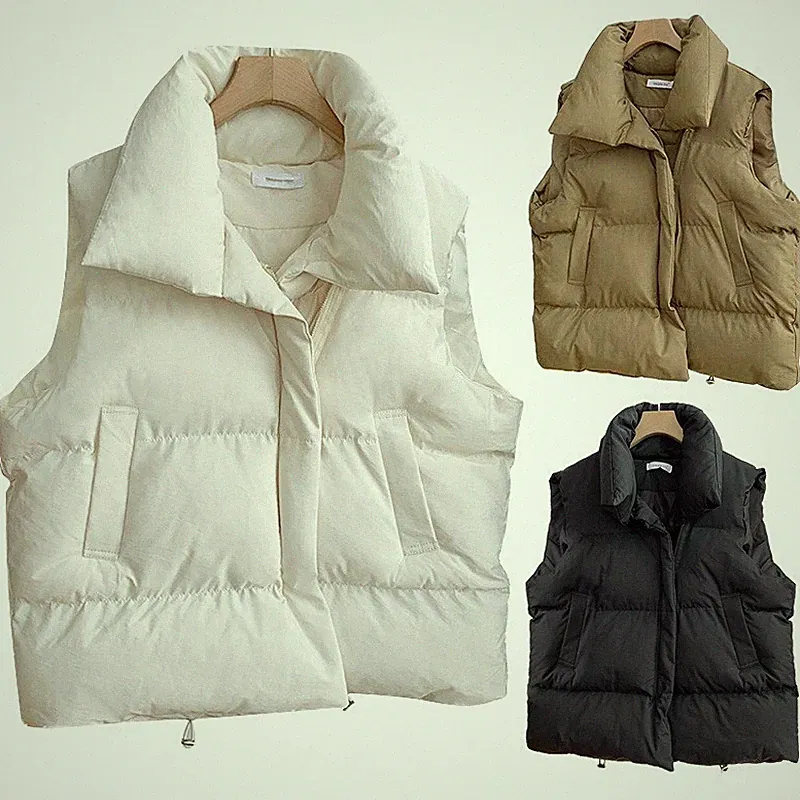 Damen Stehkragen Ärmellos Gilet Weste Thermol Puffer Mantel Baggy Oberbekleidung