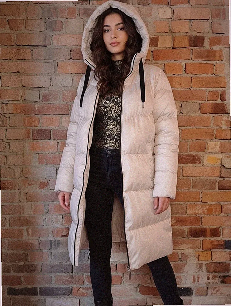 Damen Steppmantel Wintermantel 36/S Milchweiß