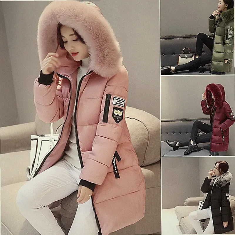 Damen Winter Jacke Steppjacke Mantel Parka Kapuze Warm Gefüttert Langejacke Warm