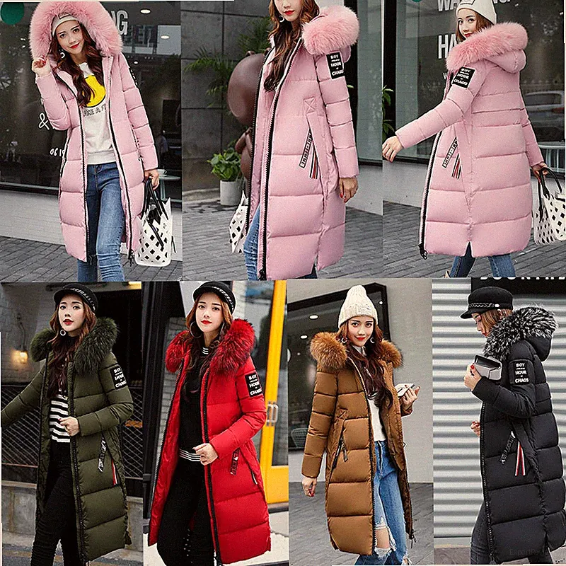 Damen Winter Lang Daunenjacke Knie Mantel Slim Warm Parka mit Kapuze Pelz ✪ ≌