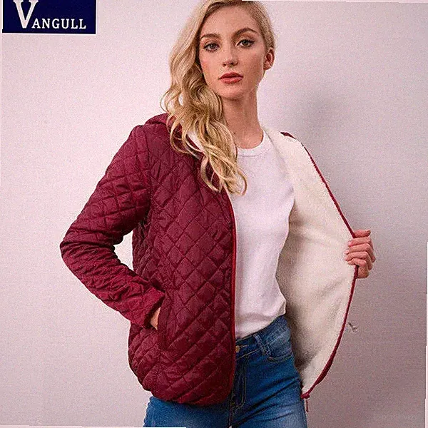 Damenjacke Daunenjacke Abzugshaube Mantel Komfortabel Heiß Bordeaux Weich g177