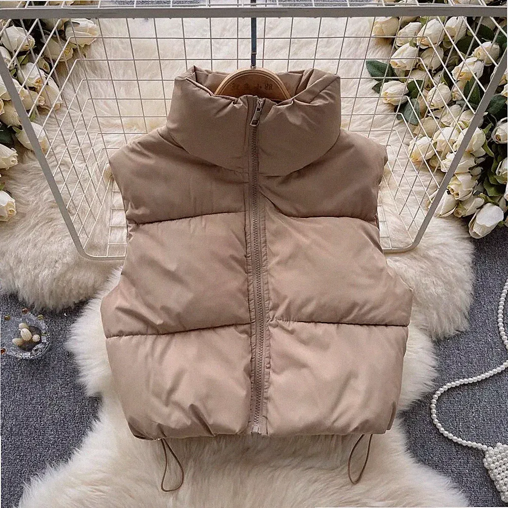 Damenjacke Mantel Weste Daunenjacke Synthetisch Brown Taschen Schlank