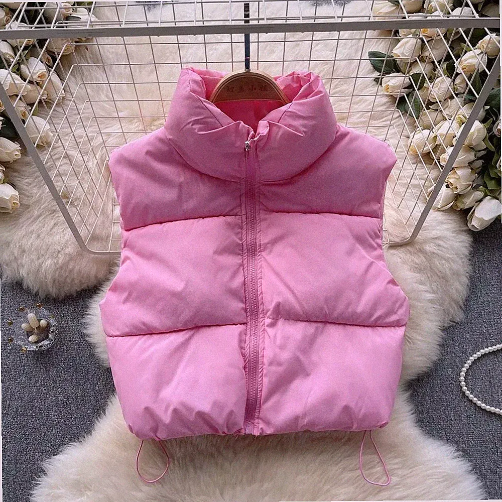 Damenjacke Mantel Weste Daunenjacke Synthetisch Rosa Taschen Schlank 91322