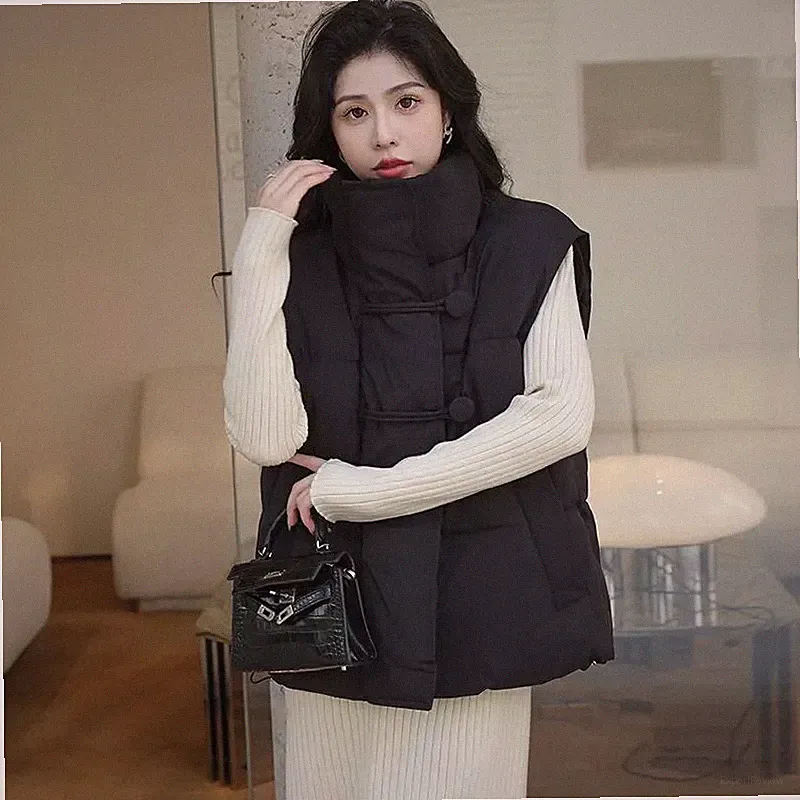 Damenjacke Mantel Weste Daunenjacke Synthetisch Schwarz Taschen Schlank 25164