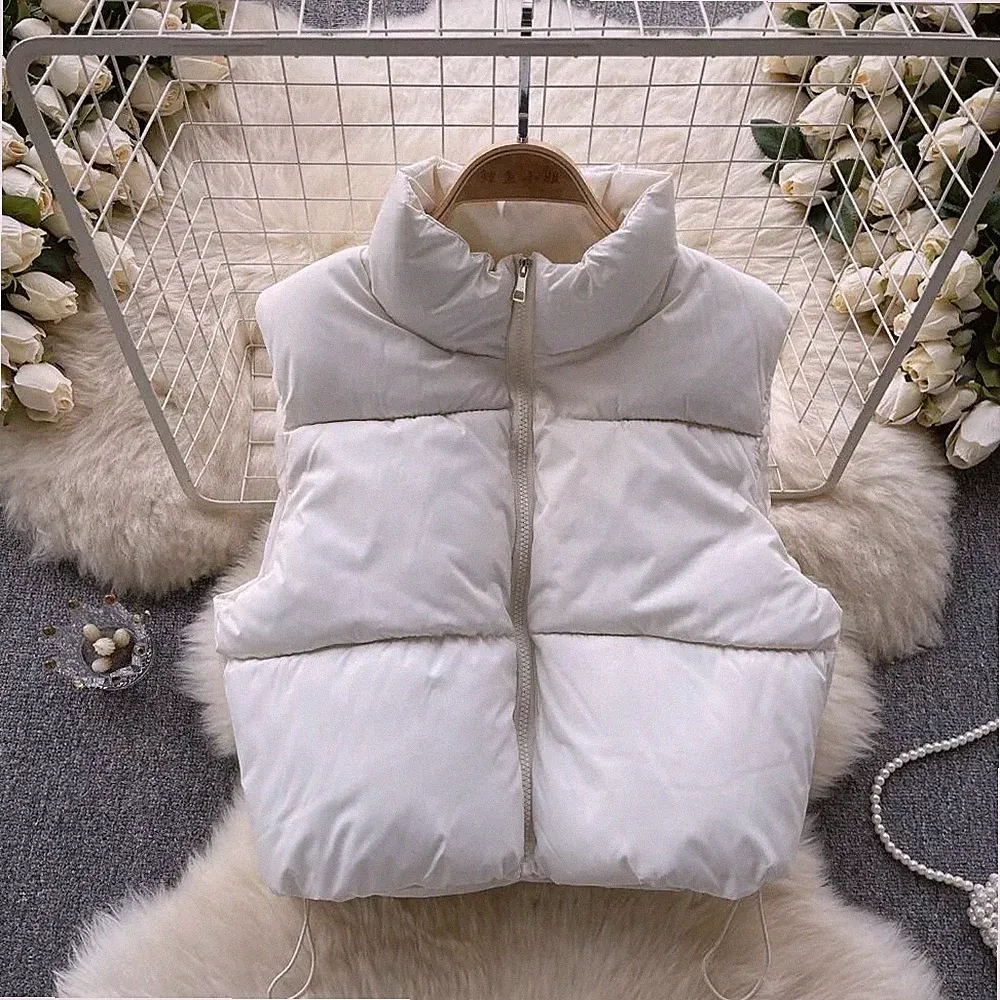 Damenjacke Mantel Weste Daunenjacke Synthetisch Weiß Taschen Schlank 91322