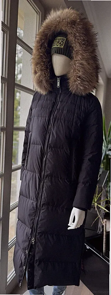 Danwear Wintermantel mit Kapuze Und Fell (abnehmbar) schwarz Gr. 38
