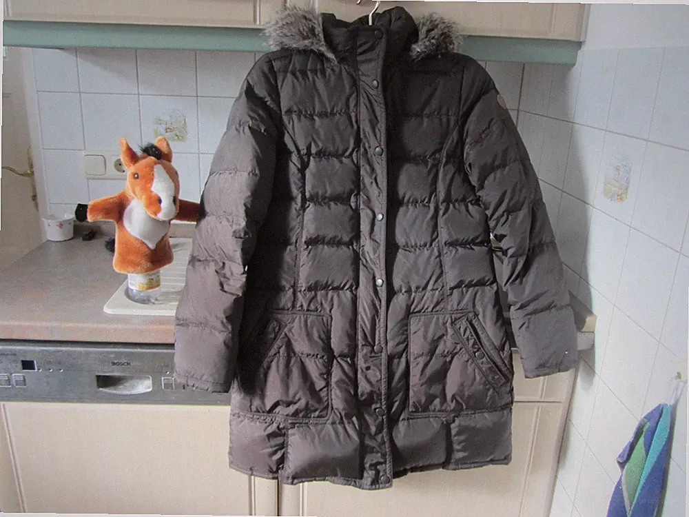 Daunen Mantel Damen Parka Tommy Hilfiger braun Gr. L sehr gut - kl. Fehler