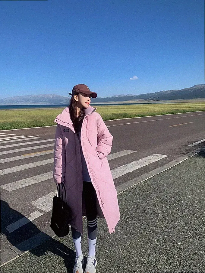 Daunen Parka Damen Synthetik Jacke Rosa Warm Weich Kapuze Over 39497