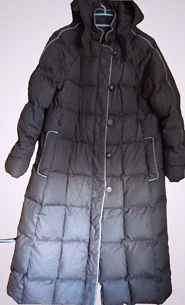 Daunen Winter Stepp-Mantel mit Kapuze, Taschen, Braun Größe S - M