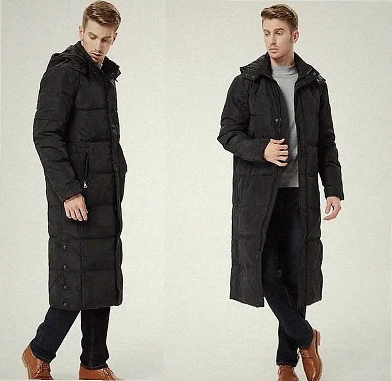 daunenjacke daunenjacke herren in schwarz & gr. 56 (3XL) lang mit kapuze