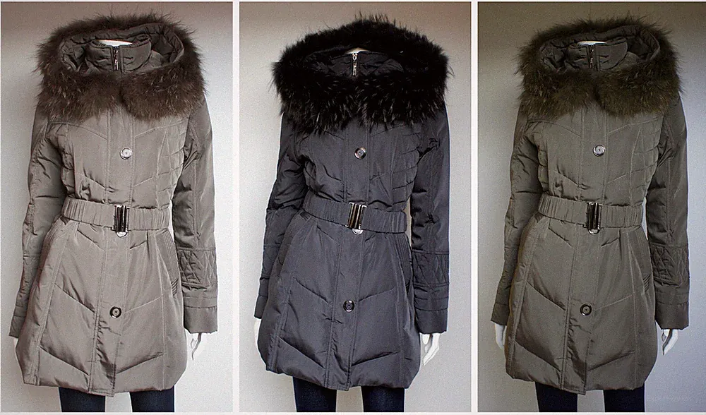 Daunenjacke Daunenmantel Parka Winterjacke Gr36 38 40 S M grau grün schwarz PELZ