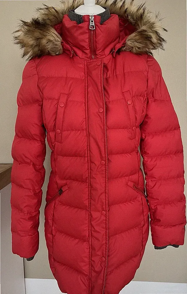 Daunenjacke Daunenmantel S 36 Rot Marc O‘ Polo Kunstfell