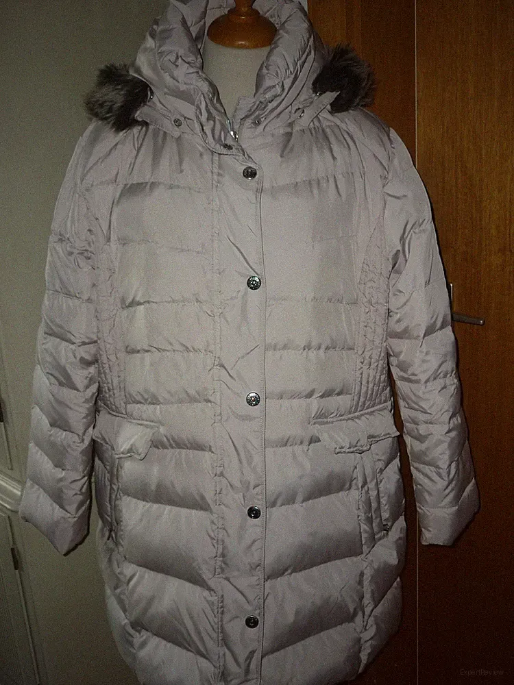 Daunenjacke Daunenmantel Steppjacke Steppmantel beige Gr.46 mit Kapuze