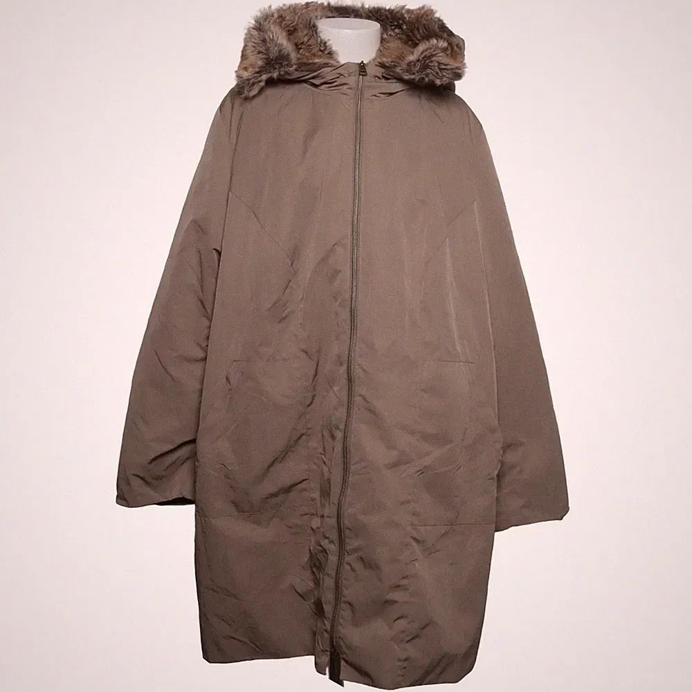 Daunenmantel, Damen, Größe: 2XL, Beige, Einfarbig #KJG