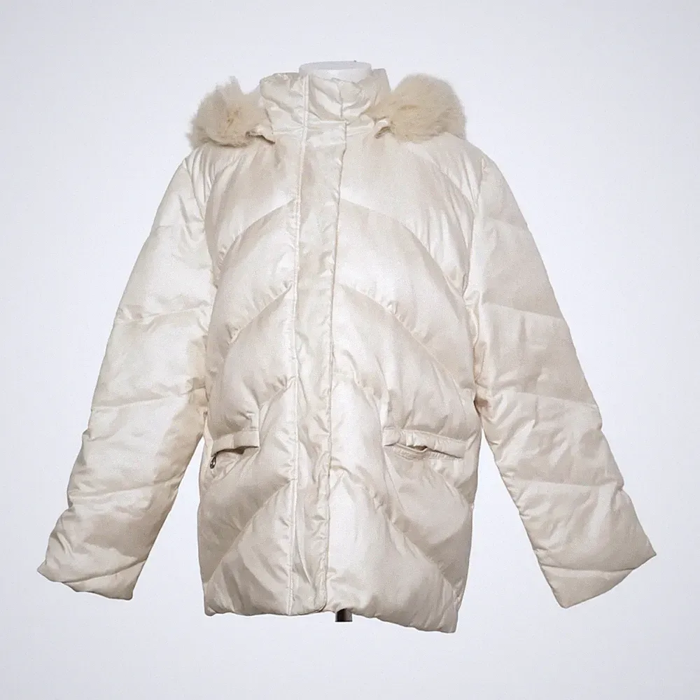 Daunenmantel, Damen, Größe: 44, Beige, Daune/Feder/Polyamid/Polyester #rf9