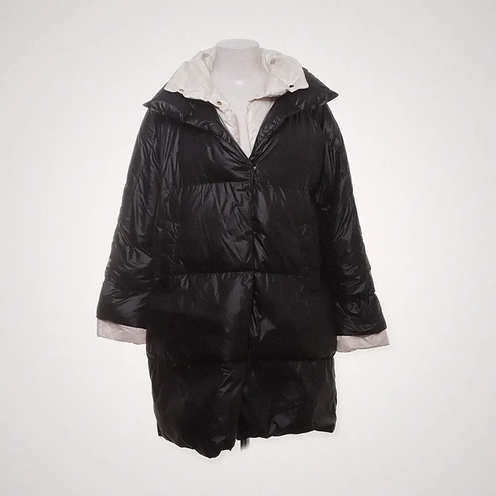 Daunenmantel, Damen, Größe: 48, Schwarz, Daune/Polyamid/Polyester #biE
