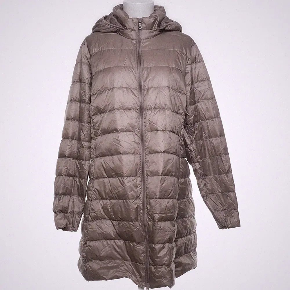 Daunenmantel, Damen, Größe: 4XL, Beige, Daune/Polyamid/Polyester #2g0