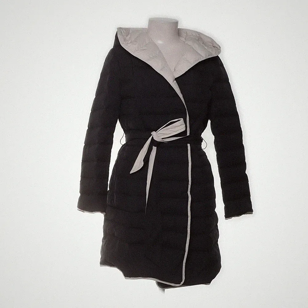 Daunenmantel, Damen, Größe: S, Schwarz/Beige #BII