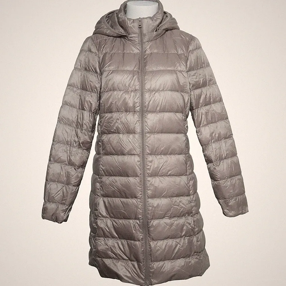 Daunenmantel, Damen, Größe: XL, Beige, Daune/Polyamid/Polyester #yUW