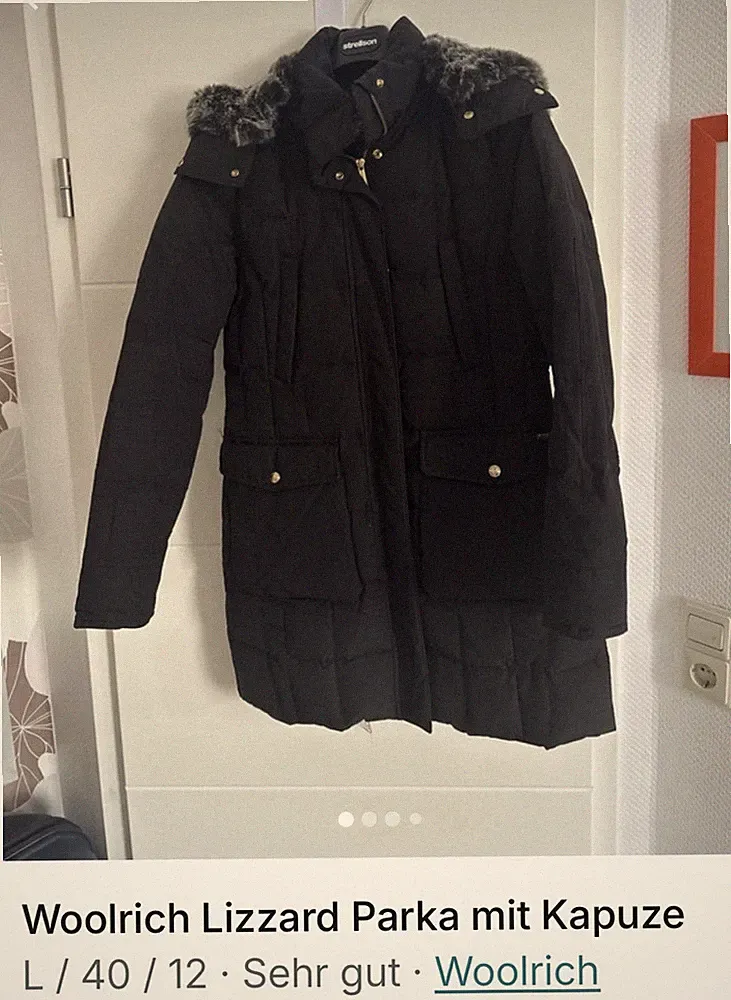 Daunenmantel Damen Schwarz Größe 40 von Woolrich